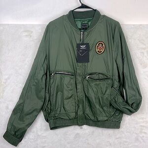 Diamond Supply Co.& Cordova Light Bomber Jacket Zip Windbreaker Green NWT Sz.M